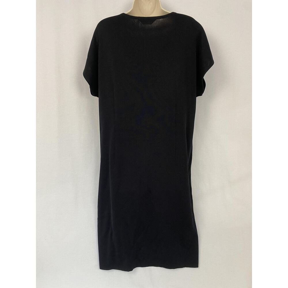 Misook Black Knit Dress Large V-Neck Stretch Short Sleeve Career Travel Classic - Picture 5 of 13